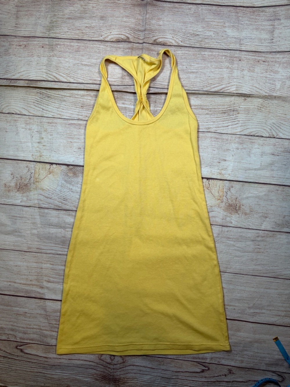 Butter Yellow Ribbed Racerback Tank Sun Dress